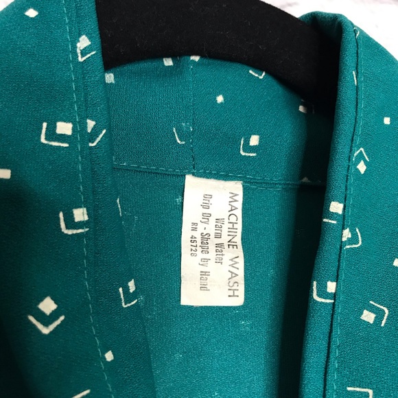 Vintage 70’s Teal Geometric Print Shirt Dress Cap - Picture 4 of 8